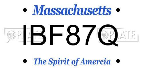 IBF87Q Massachusetts License Plate