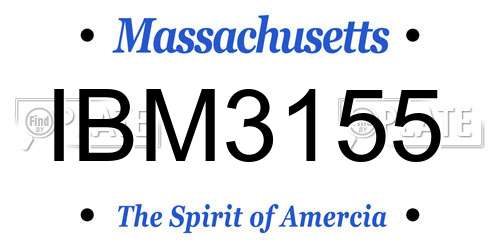 IBM3155 Massachusetts License Plate