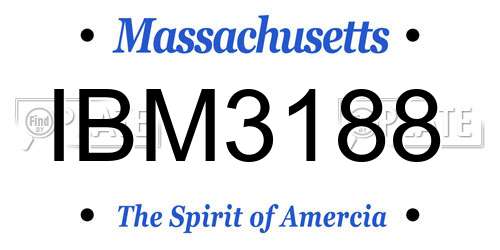 IBM3188 Massachusetts License Plate