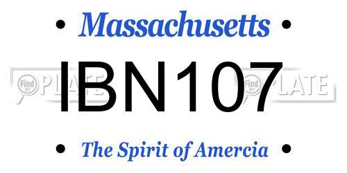 IBN107 Massachusetts License Plate