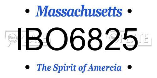 IBO6825 Massachusetts License Plate