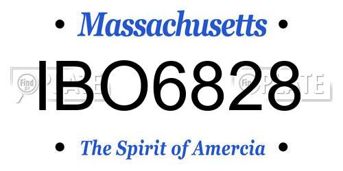 IBO6828 Massachusetts License Plate