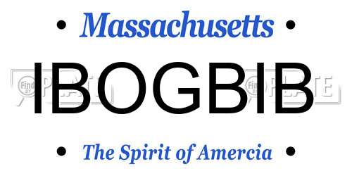 IBOGBIB Massachusetts License Plate
