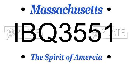 IBQ3551 Massachusetts License Plate