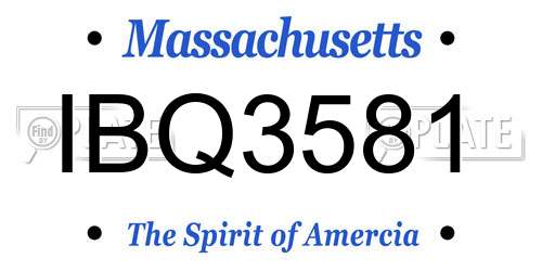 IBQ3581 Massachusetts License Plate