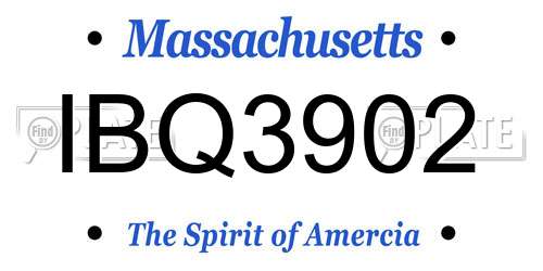 IBQ3902 Massachusetts License Plate