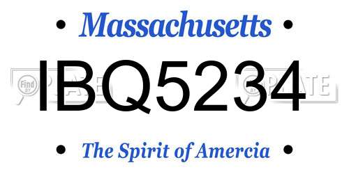 IBQ5234 Massachusetts License Plate