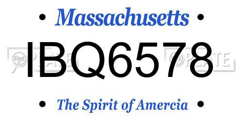 IBQ6578 Massachusetts License Plate