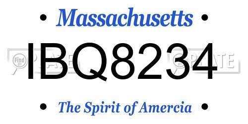 IBQ8234 Massachusetts License Plate