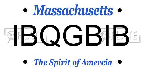 IBQGBIB Massachusetts License Plate