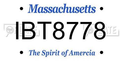 IBT8778 Massachusetts License Plate