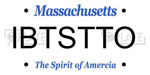 IBTSTTO Massachusetts License Plate