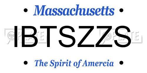 IBTSZZS Massachusetts License Plate