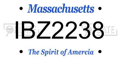 IBZ2238 Massachusetts License Plate