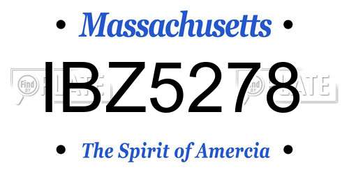 IBZ5278 Massachusetts License Plate
