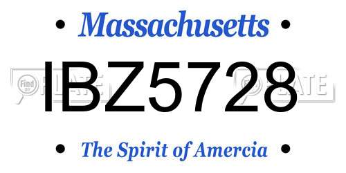 IBZ5728 Massachusetts License Plate