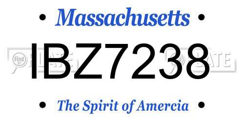IBZ7238 Massachusetts License Plate