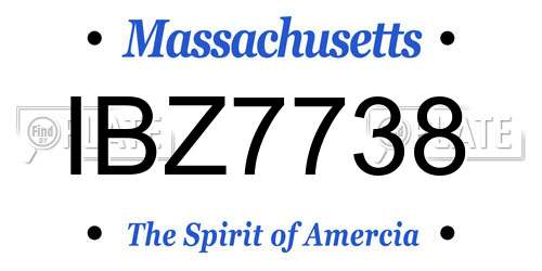 IBZ7738 Massachusetts License Plate