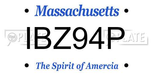 IBZ94P Massachusetts License Plate