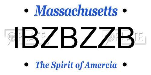 IBZBZZB Massachusetts License Plate