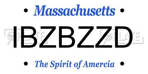 IBZBZZD Massachusetts License Plate