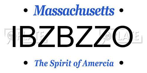 IBZBZZO Massachusetts License Plate