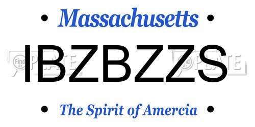 IBZBZZS Massachusetts License Plate