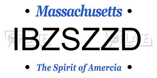 IBZSZZD Massachusetts License Plate