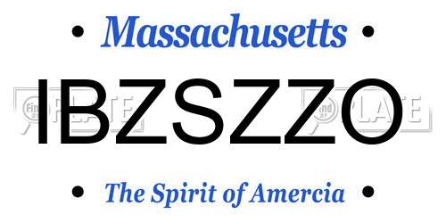 IBZSZZO Massachusetts License Plate