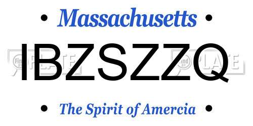 IBZSZZQ Massachusetts License Plate