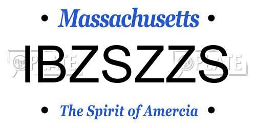 IBZSZZS Massachusetts License Plate