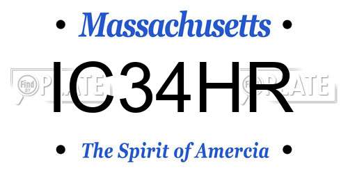 IC34HR Massachusetts License Plate