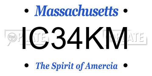 IC34KM Massachusetts License Plate