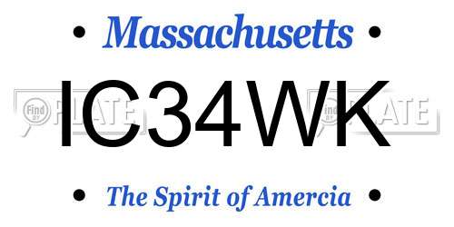IC34WK Massachusetts License Plate