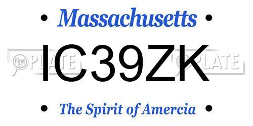 IC39ZK Massachusetts License Plate
