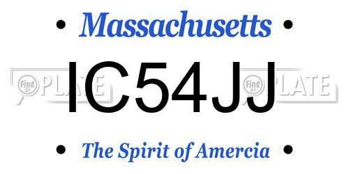 IC54JJ Massachusetts License Plate