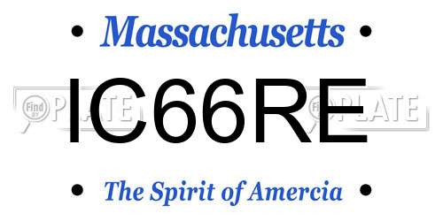IC66RE Massachusetts License Plate