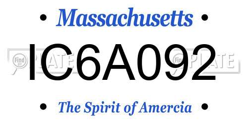 IC6A092 Massachusetts License Plate