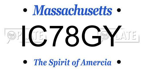 IC78GY Massachusetts License Plate