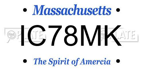 IC78MK Massachusetts License Plate