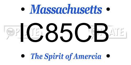 IC85CB Massachusetts License Plate