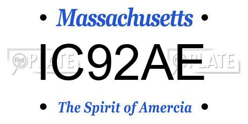 IC92AE Massachusetts License Plate