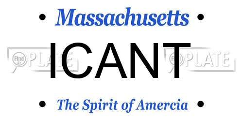 ICANT Massachusetts License Plate