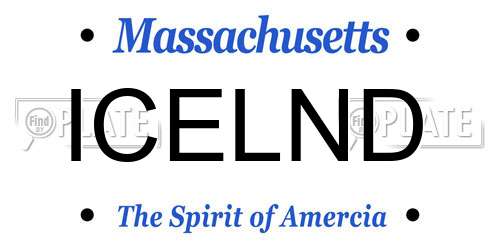 ICELND Massachusetts License Plate