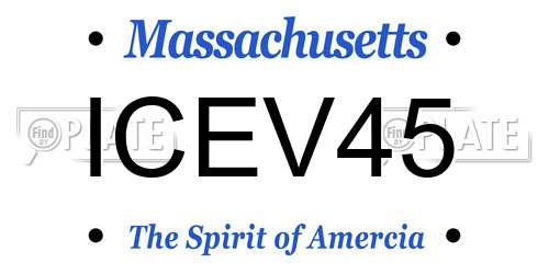 ICEV45 Massachusetts License Plate