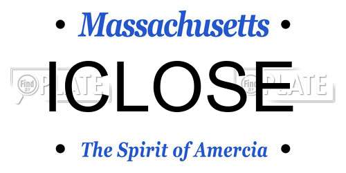 ICLOSE Massachusetts License Plate