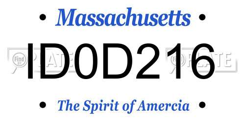 ID0D216 Massachusetts License Plate