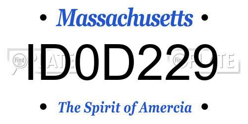 ID0D229 Massachusetts License Plate