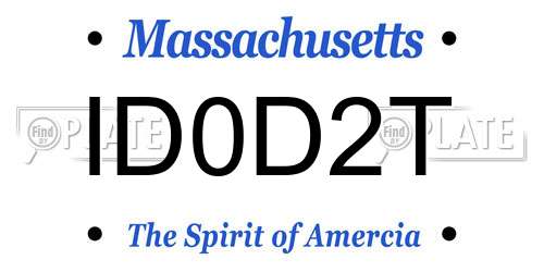 ID0D2T Massachusetts License Plate