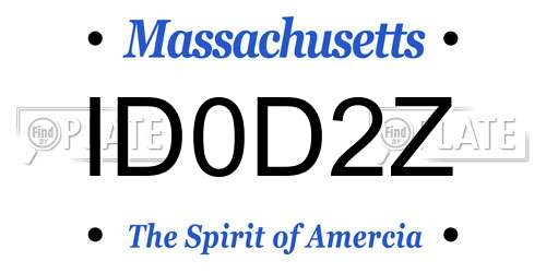 ID0D2Z Massachusetts License Plate